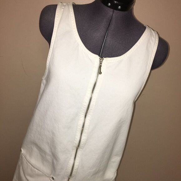 Express White Denim Zip Front Dress Small - Picture 1 of 8